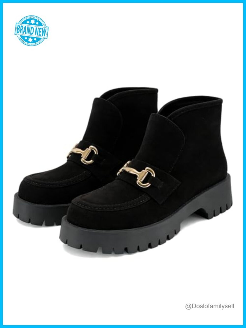 Suede Platform Ankle Boots Chunky Heel Slip On Booties
